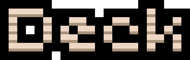 Deck logo. Pixelated word 'Deck' with a stylized deck pattern.