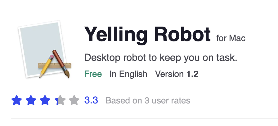 A screenshot of an advertisement for an app named "Yelling Robot for Mac"